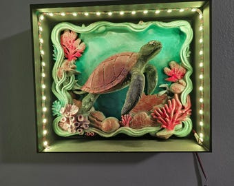 Tiefe Frame Designs benutzerdefinierte handgemalte Schildkröte Wandkunst