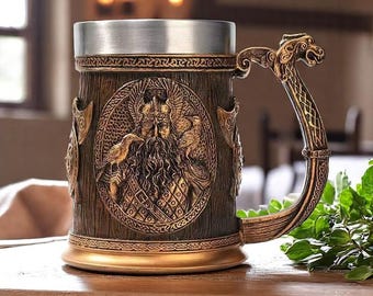 Viking mug, Odin Viking Tankard, Medieval mug, Beer Mug, Coffee Mug, Tea Mug, Warrior Mug Pub Medieval Viking Drinkware
