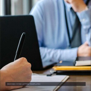 May include: Image of a resume template for engineering professionals. The text "Engineering Resume Template with Project Portfolio" is displayed. A person is holding a pen over a document. The background includes a laptop and a person in a blue shirt.