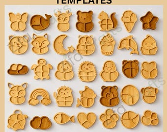 Snack Plate & Bowl Templates, Kids Wooden Plate SVG, Animal Plates, Toddler, Digital Download