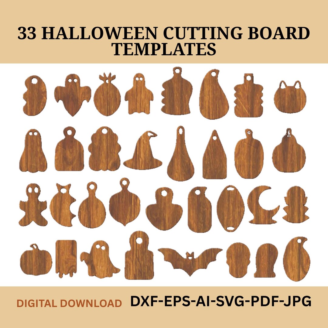 Halloween Cutting Board Templates Spooky Laser and CNC Router Files