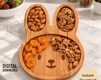 Bunny Kids Snack Tray CNC Template | Baby Feeding Plate (Digital Download)
