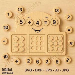 Montessori Math Toy Svg | Wooden Number Board CNC File | Math Learning Toy DXF | Laser Cut Toy | Kids CNC Project | Digital Download