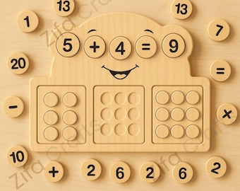 Montessori Math Toy Svg | Wooden Number Board CNC File | Math Learning Toy DXF | Laser Cut Toy | Kids CNC Project | Digital Download