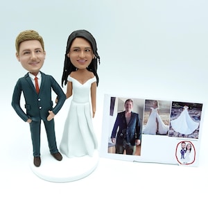 Personalized wedding bobbleheads, custom wedding couple statues, handmade cake topper figurines, anniversary gifts, couple sculptures