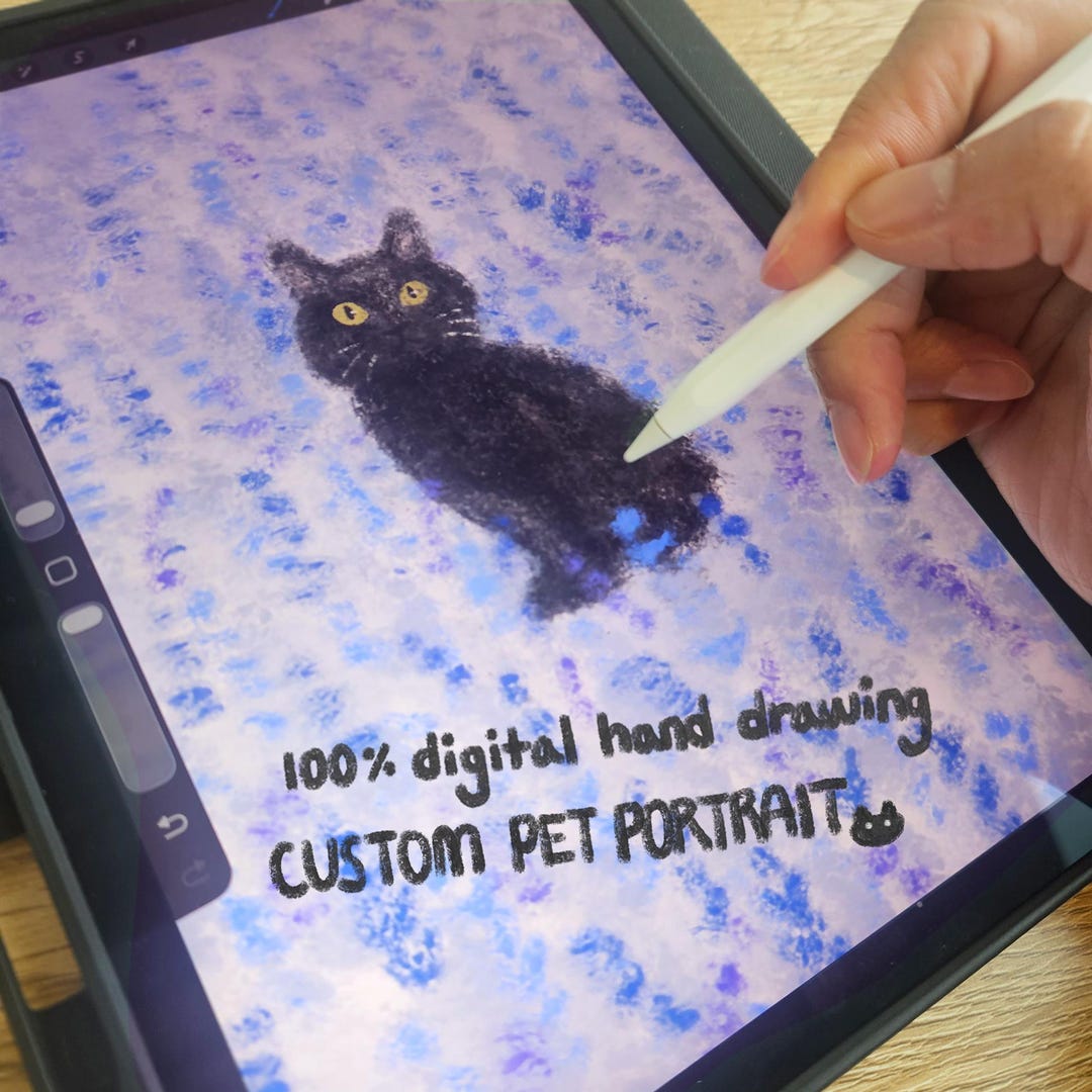 Hand Drawn Pet Portrait – Custom Floral Pastel Dog or Cat Art From ...