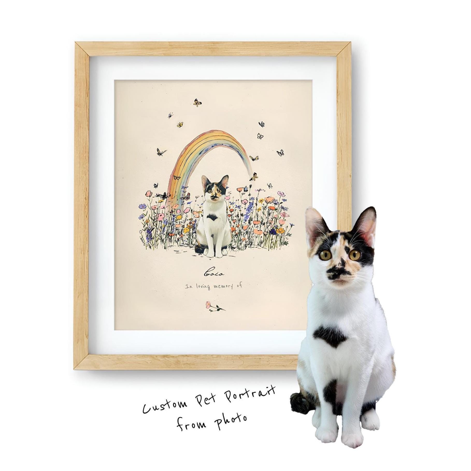 Pet Memorial Portrait, Rainbow Bridge Art, Personalized Dog or Cat ...