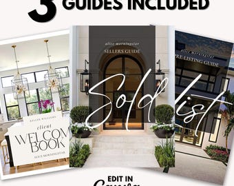 Plantilla de guía para vendedores inmobiliarios / Presentación de listado en Canva / Paquete para vendedores inmobiliarios / Material de marketing editable para agentes / Folleto para vendedores de vivienda en PDF