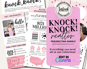 Real Estate Knock Knock Mailer Postcard Bundle | Neighbor Prospecting Templates (Digital Download)