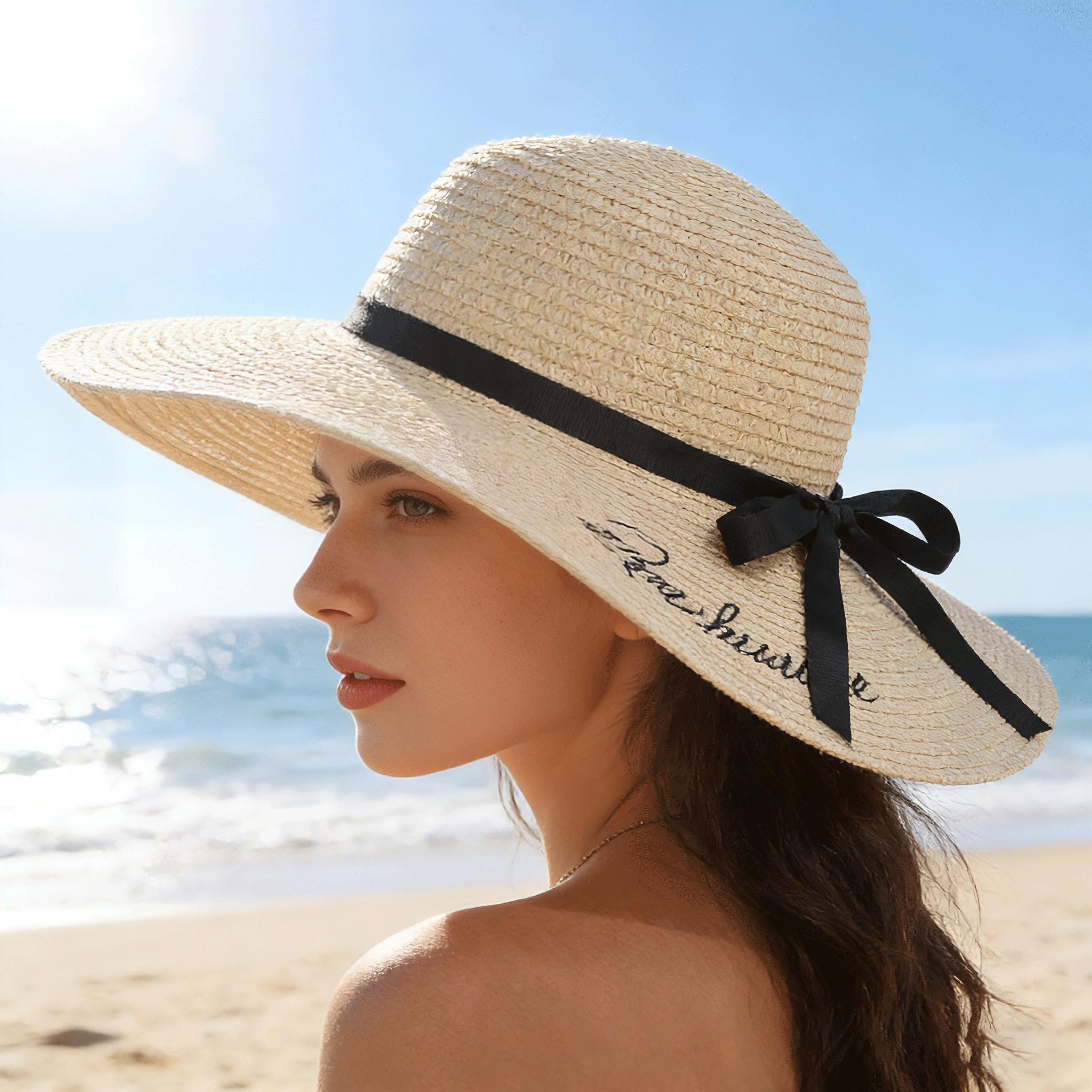 Foldable Wide Brim Straw Cowgirl Hat Sun Hat for Travel Beach Womens Foldable Wide Brim Hat Sun Hat Womens, Beach Floppy  main image 2