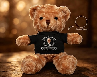 カスタム写真入り「天国からの抱擁」メモリアルテディベア、故人を偲ぶパーソナライズベア、喪失への哀悼の贈り物、記念品ギフト