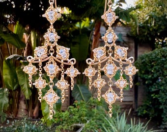 Handmade sapphire chandelier earrings