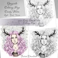 Grayscale Coloring Page Candy Moon Fawn Buck Deer Girl  Woman Zindy Nielsen product logo