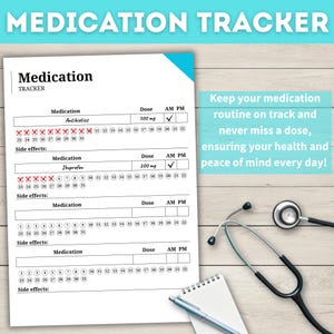 Medication Tracker, Health Planner, Medicine Tracker, Digital Medication Log, Medical Organizer, Medication Control