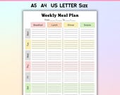 Weekly Meal Planner, PRINTABLE Journal Page, Food Planner Plage, Printable Meal Plan Template, Weekly Meal Plan, Printable Meal Plan