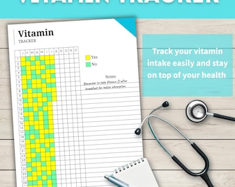 Daily Vitamin Tracker: Printable Health & Wellness Planner (PDF)