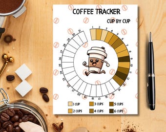 Minimalist Coffee Tracker: Monthly Planner (Digital Download, PDF, A4/US Letter)