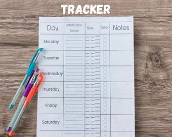 Weekly Medication Tracker Printable, Pill Log, A4 US Letter