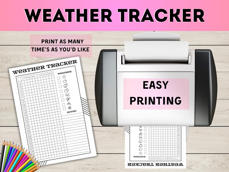 Weather Tracker Assignment Monthly Weather Tracker Printable: A4 Journal Planner (PDF) - Etsy