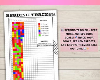 Drukowany dziennik czytania, lista książek i dziennik czytania, format US Letter A4
