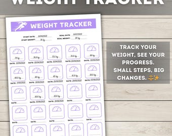Digital Weight Tracker, Printable Weight Loss Journal, A4 & US Letter Sizes, 2025 Planner