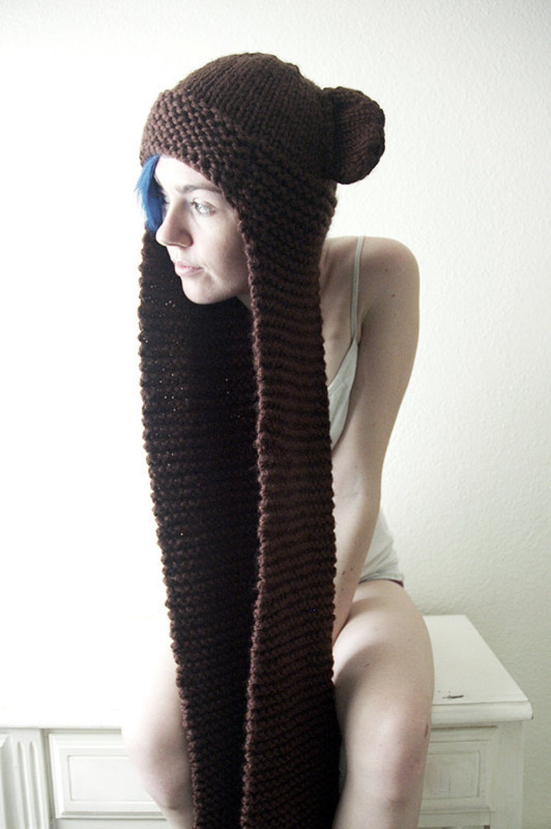 PATTERN Knitted Bear Scarf-Hat/Scoodie image 4