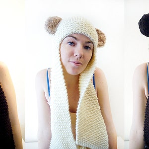 PATTERN Knitted Bear Scarf-Hat/Scoodie image 5