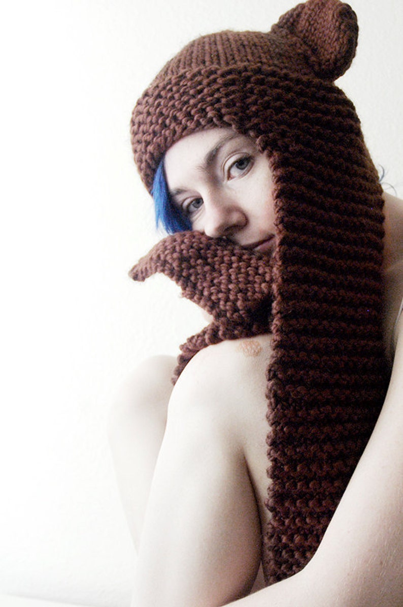 PATTERN Knitted Bear Scarf-Hat/Scoodie image 3