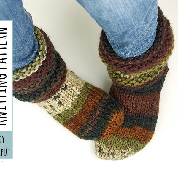 KNITTING PATTERN - Knitted Slipper Socks