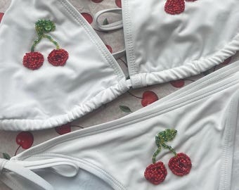 Hand-Beaded Cherry Bikini – LuxedazzleSwim Exclusive