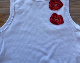 Cropped Vest Tops – Sabrina Sparkly Lips | Handmade Statement Tops by Luxedazzleswim