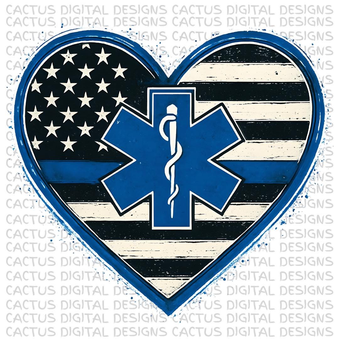 EMS Heart PNG, Emt Medical Flag Sublimation, Emergency Responder ...