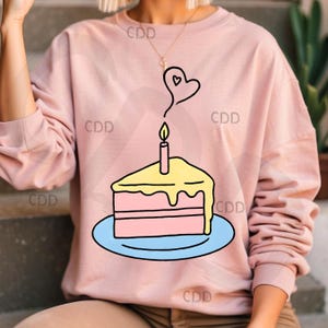 Geburtstagskuchen png, Pastellkuchen Clipart, süße Kuchen Kunst png, Geburtstags-Shirt png, kawaii Kuchen Scheibe png, Dtf Kuchen Druck, Kuchen Sublimation png