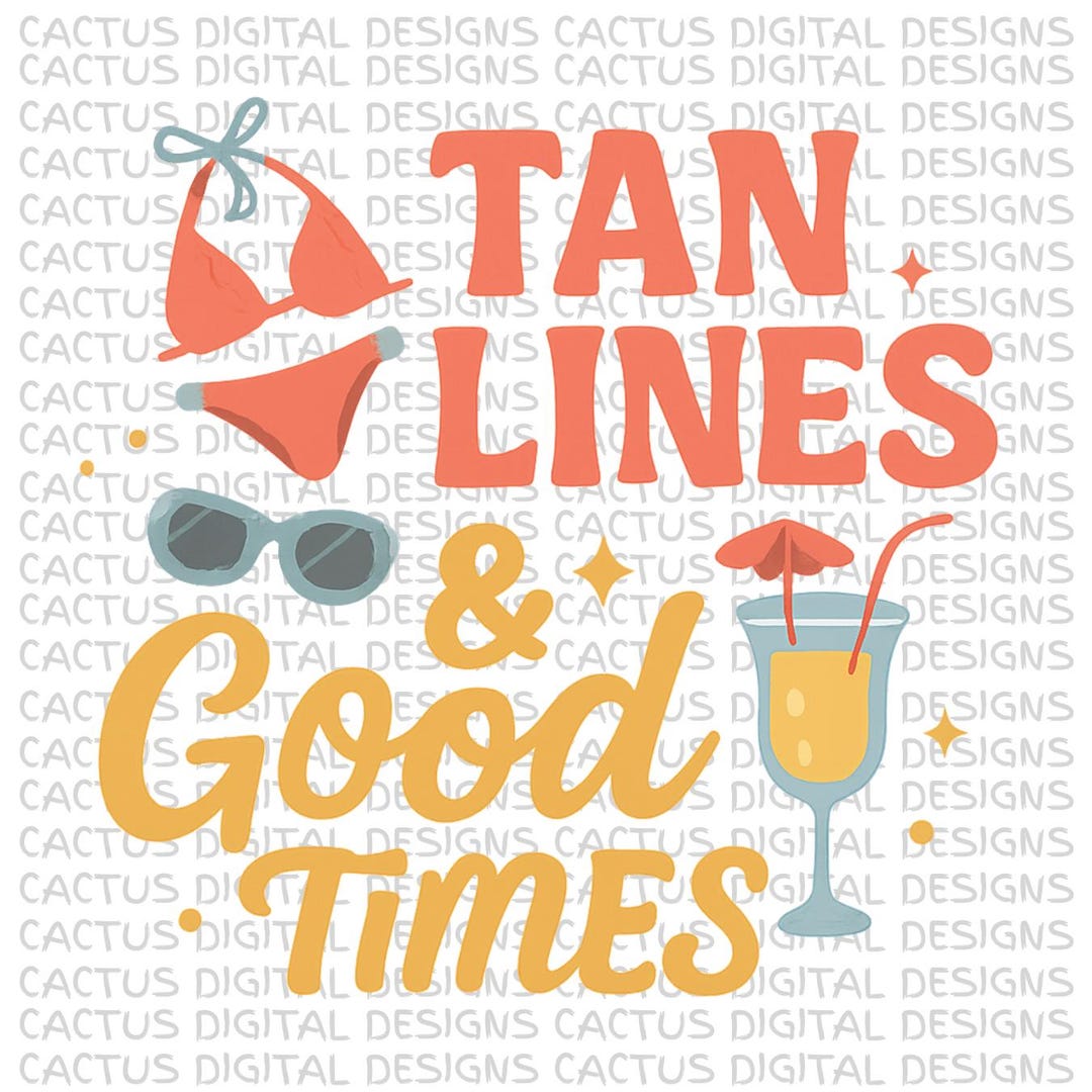 Tan Lines and Good Times PNG, Summer Beach Vibes, Retro Bikini Design ...