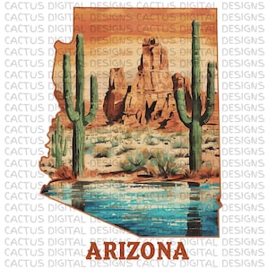 Arizona Desert Outline SVG | Clipart z krajobrazem kaktusa | Boho Desert Digital Download | Western Line Art dla Cricut i sublimacji Sublimacja