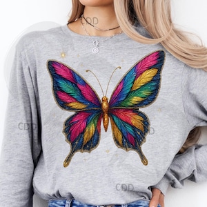 Regenbogen Schmetterling png, Glitter Schmetterling Clipart, Juwel Ton Flügel png, bunt funkeln Insekt, Gold Schmetterling Kunst, Fantasy Frühling Design