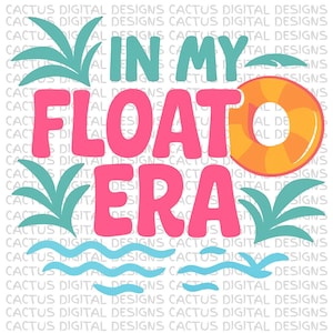 In My Float-tijdperk PNG, leuke zomervlotterkunst, helder zwembadvibesontwerp, kleurrijke tropische clipart, typografie strandseizoen, levendig speels