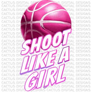 Atire como uma garota PNG – Sublimação de basquete rosa para meninas, clipart esportivo feminista, download digital para camisetas, copos e presentes