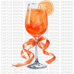 Téléchargement numérique PNG Aperol Spritz |  Clipart avec noeud | Sublimation de boisson d'été pour Cricut, autocollants, gobelets, chemises, orange