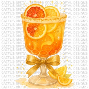 Cocktail pétillant aux agrumes PNG, Clipart boisson à l'Orange, aquarelle garnie d'art en verre, téléchargement numérique de limonade Spritz pour chemises et produits dérivés