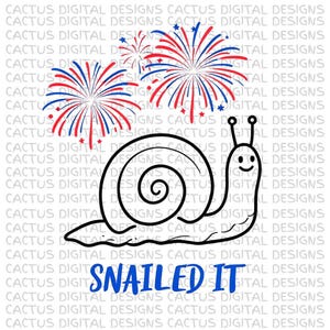 Escargot PNG - Clipart escargot drôle du 4 juillet, fichier pour Sublimation feu d'artifice rouge blanc bleu, conception d'été Punny, téléchargement Cricut numérique