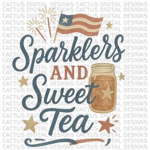 Bengalas y té dulce PNG, clipart rústico de tarro de cristal del 4 de julio, sublimación patriótica para camisetas del Día de la Independencia
