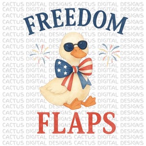 Joli canard patriotique avec volets de la liberté portant un noeud papillon et des lunettes de soleil des États-Unis - Art animalier amusant du 4 juillet pour décoration estivale, enfants, numérique festif
