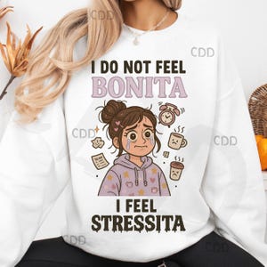Je me sens stressé png, bonita meme png, fille triste png, art humoristique sur la santé mentale, png stressé, png latina drôle, fille à capuche burnout png