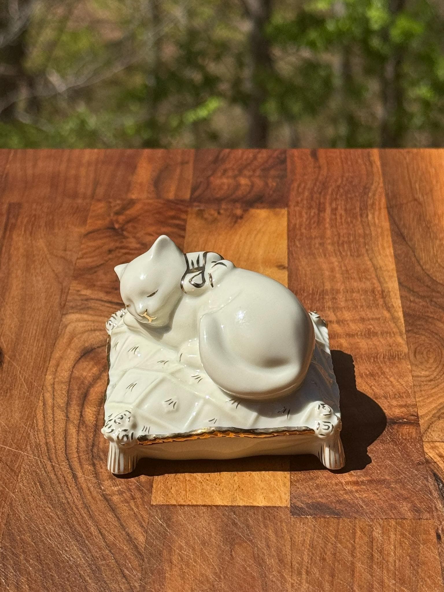 Vintage Porcelain Sleeping Cat - Etsy