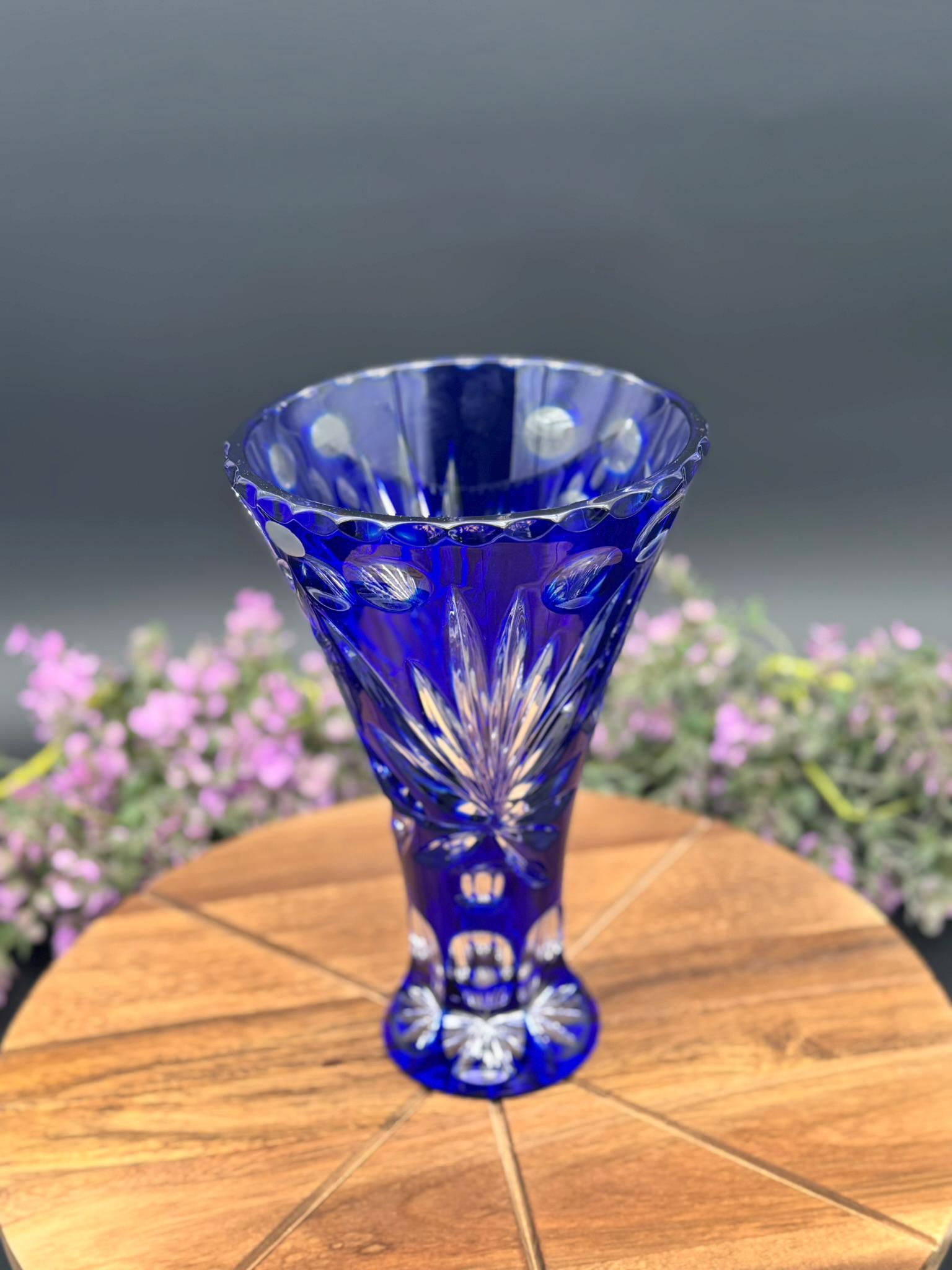 Vintage Cobalt Blue Lead Crystal Vase – Gusevsky Russian Cut Glass