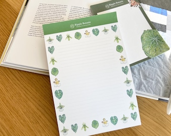 A5 Botanical Notepad 50 Sheets, Watercolor Plant Memo Pad, Cute Desk Stationery, Ripple Botanic Notepad, Plant Lover Gift