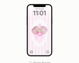 Pink Orchid Phone Wallpaper: Tropical Floral Lock Screen (Digital Download 1080x1920px JPG File)