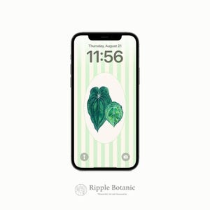 Botanical Phone Wallpaper for Plant Lover Rare Tropical Leaf Digital Download Kawaii Pastel Cute Background Aesthetic Green Lock Screen