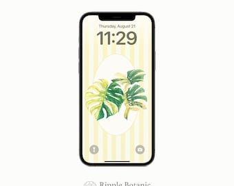 Thai Monstera Phone Wallpaper: Tropical Plant Lock Screen (Digital Download 1080x1920px JPG File)